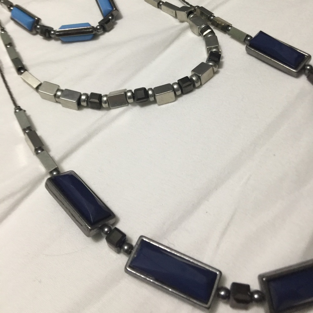 Silver and Blue Layered Necklace